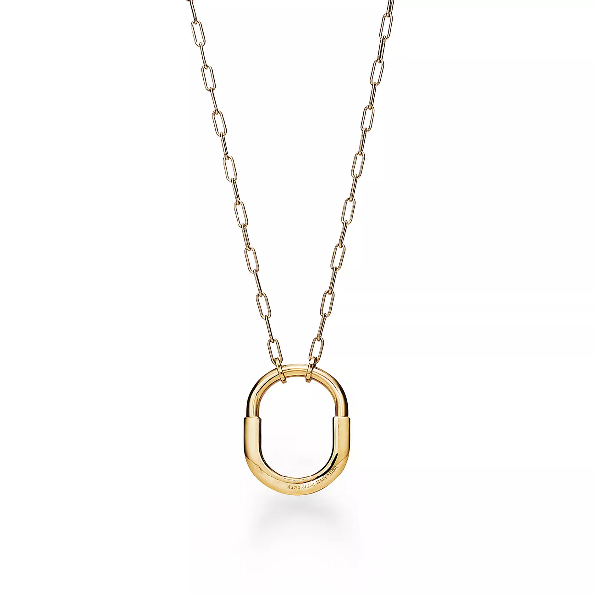 Tiffany Lock Necklace Medium Pendant Gold Paved Cubic Zirconia